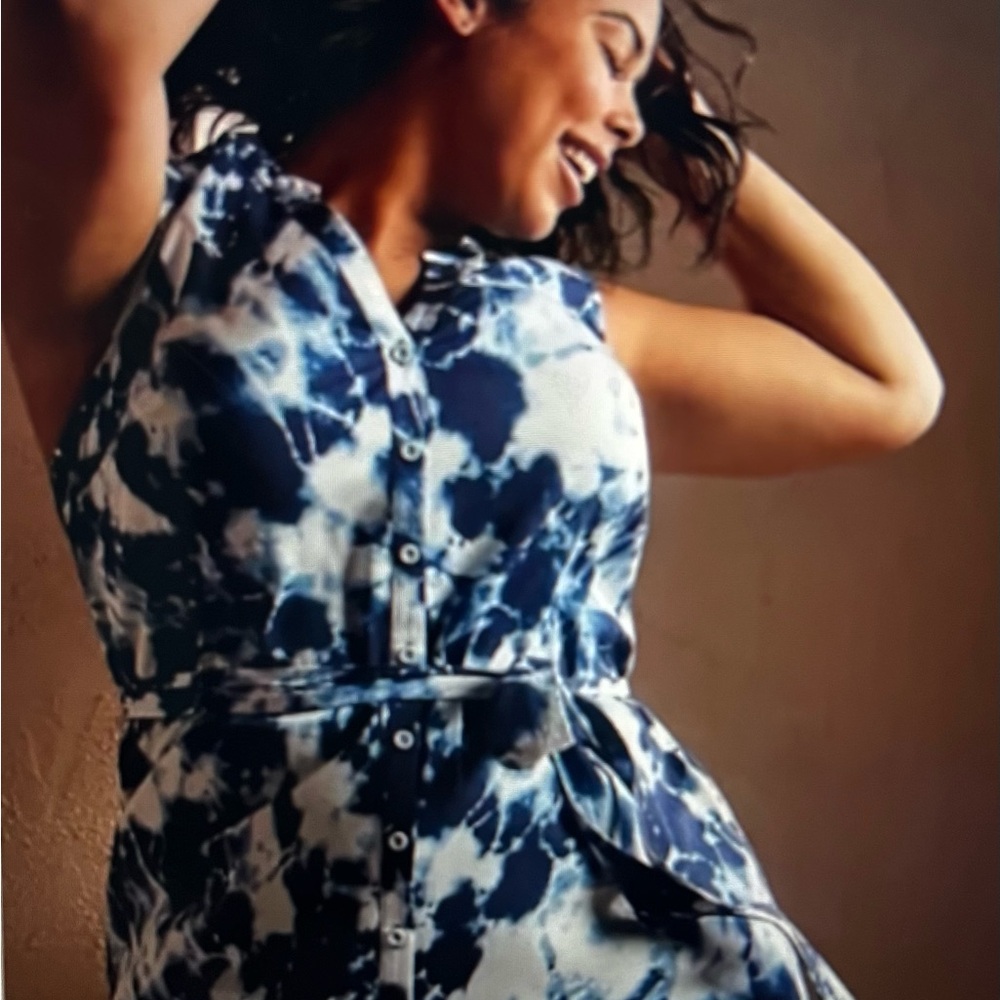 Torrid Navy and White Tie-Dye Blue Dress Size 1X